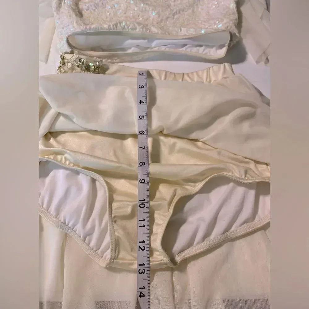 Weissman dance costume 2 piece white ivory lyrical Unicorn 15116 MA adult